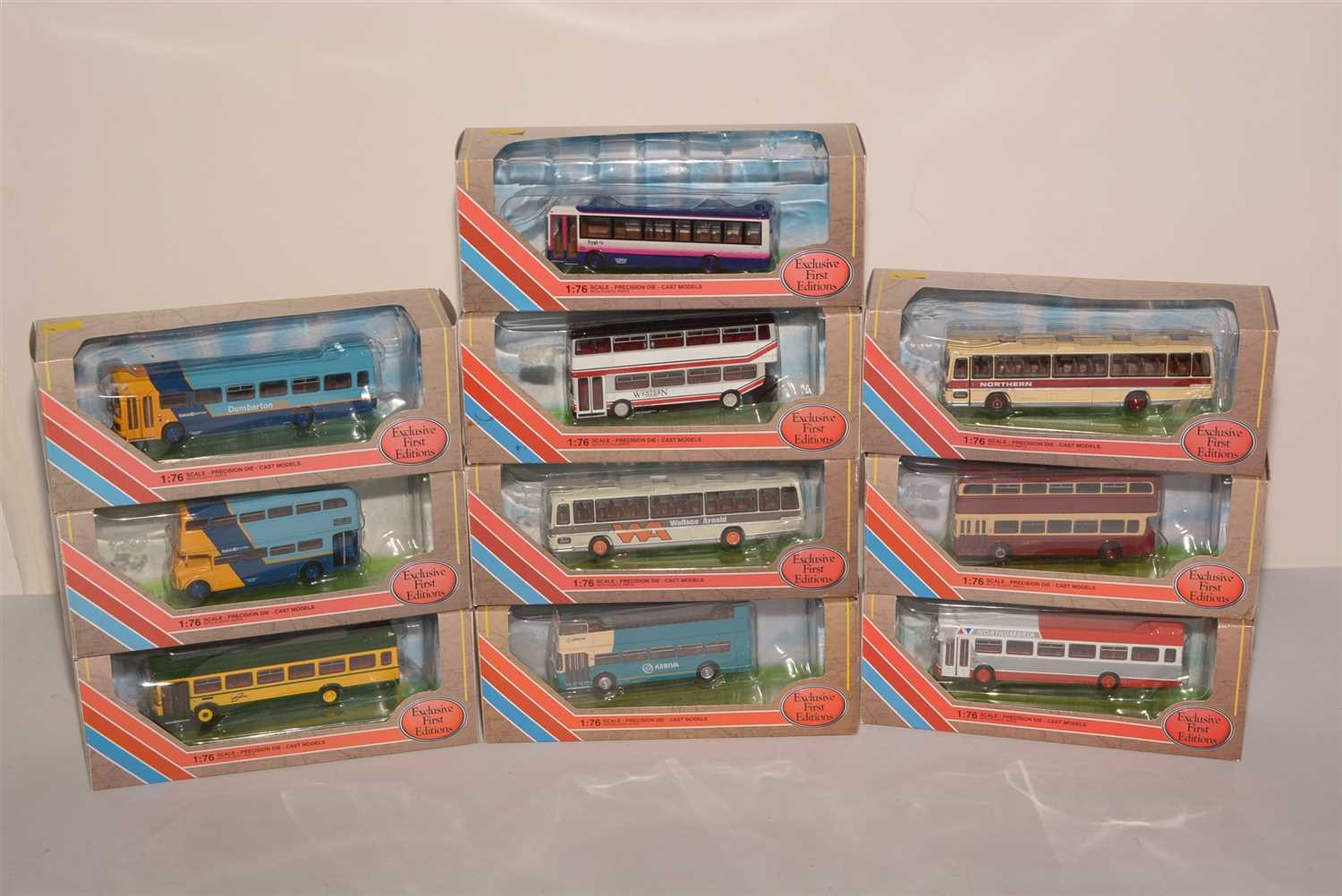 Lot 1338 - Die-cast model buses by Exclusive First Editions.
