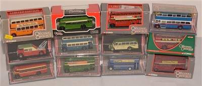 Lot 1345 - Die-cast model buses by Corgi from the 'Original Omnibus' range.