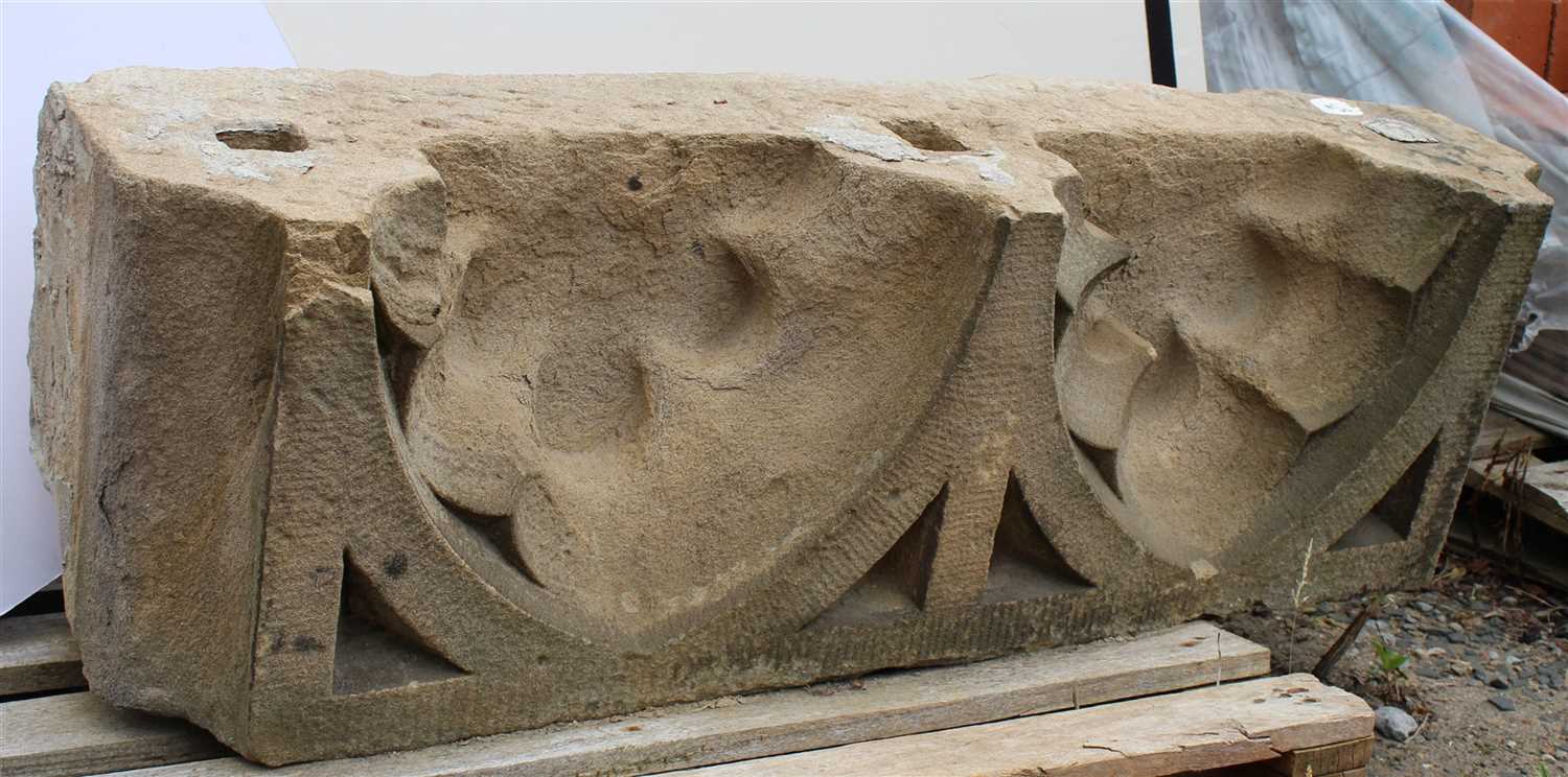 Lot 12 - W45; Lower Course Stone, Blind Tracery.