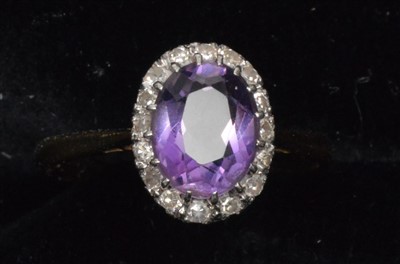 Lot 96 - Amethyst and diamond cluster ring