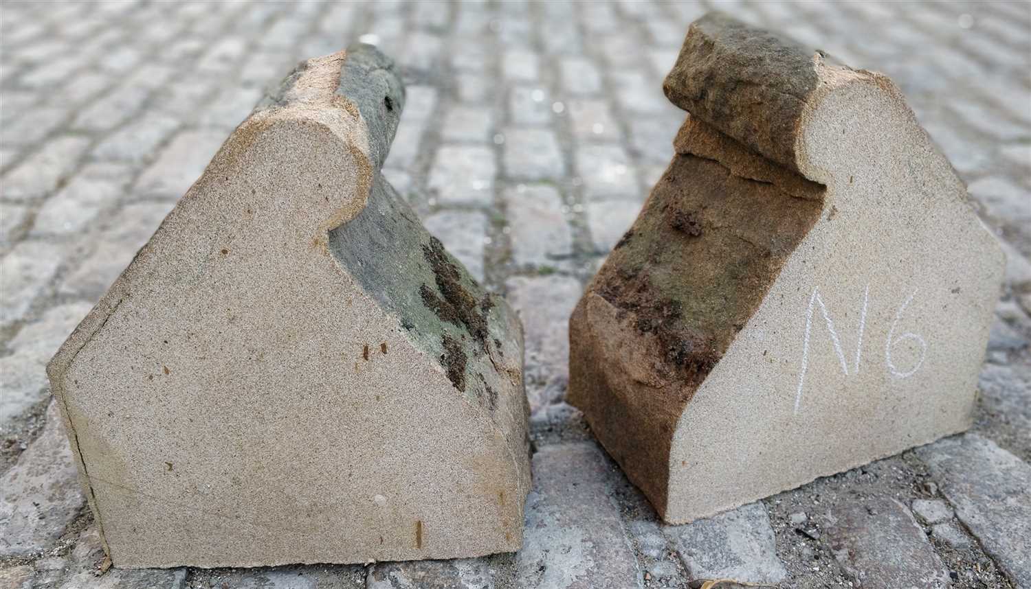 Lot 68 - N6e & N6f; Set of 2 Upper Coping Stone Eighths.