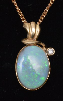 Lot 90 - Opal and diamond pendant