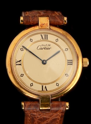 Lot 50 - Must de Cartier: a silver-gilt lady's Vermeil wristwatc