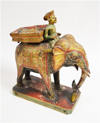 Lot 1007 - Indian carved and painted elephant