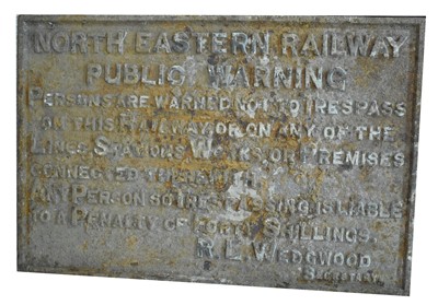 Lot 1499 - Cast iron railway sign