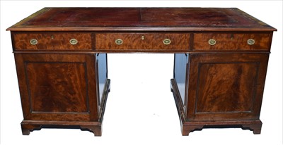 Lot 1144 - A 19th Century mahogany pedestal desk.