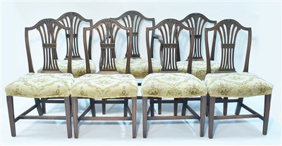 Lot 1196 - A set of seven George III mahogany dining chairs