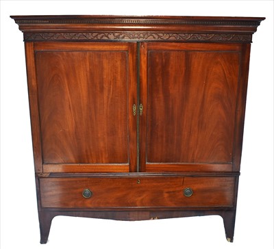 Lot 1254 - A George III Gentleman's wardrobe/dwarf linen press