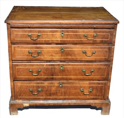 Lot 1152 - An 18th Century walnut and line inlaid chest.