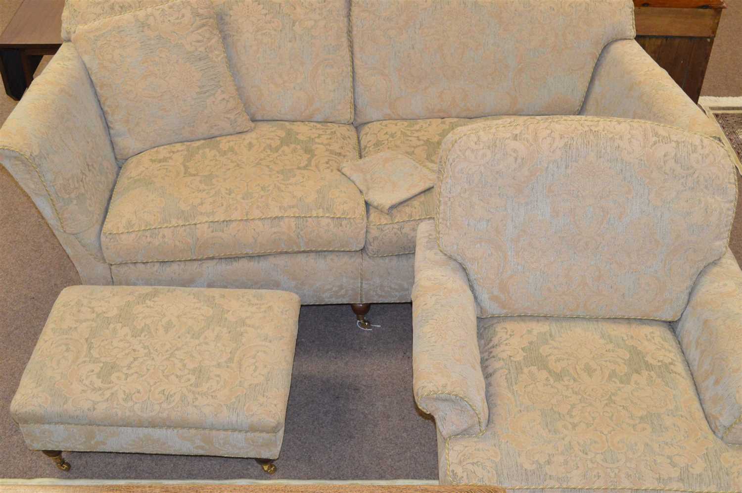 Lot 981 - Sofa, chair and foot stool