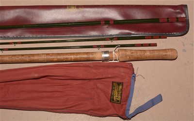 Lot 1589 - A 15ft. salmon fly fishing rod and two slips.