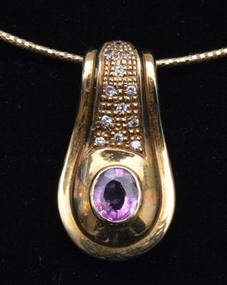 Lot 79 - Pink sapphire and diamond pendant