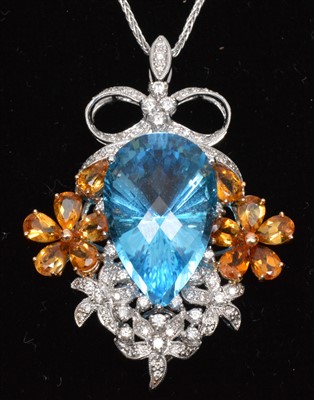 Lot 96 - Topaz and diamond pendant
