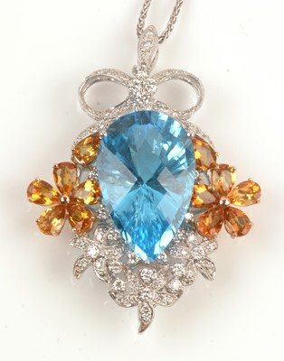Lot 96 - Topaz and diamond pendant