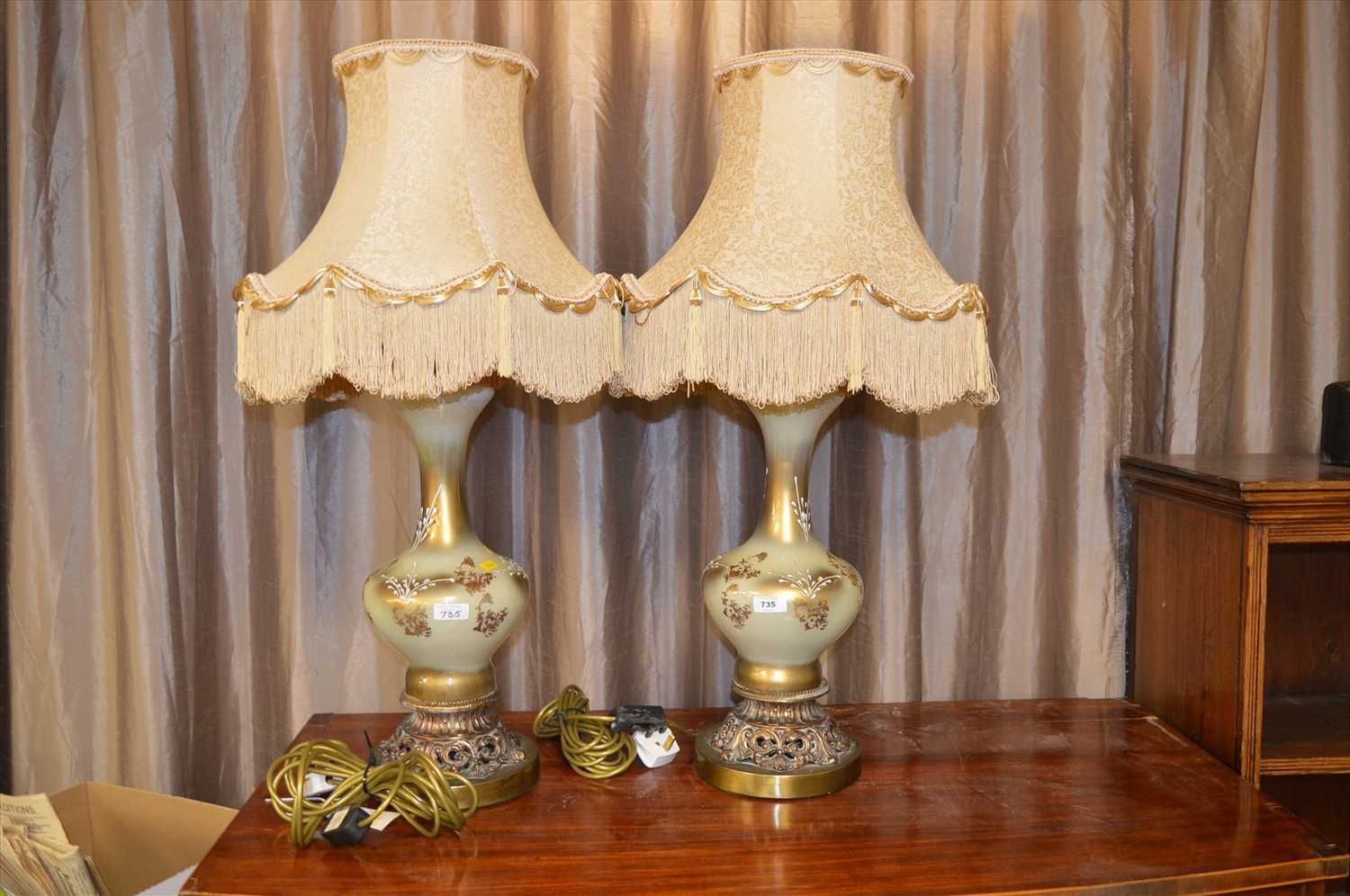Lot 735 - Pair of Victorian style lamps.