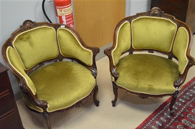 Lot 545 - Pair of Victorian armchairs.