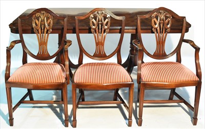 Lot 1138 - Chapman & Co. 'Siesta' D-end dining table; and 12 Hepplewhite style chairs.