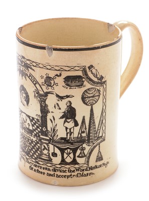 Lot 582 - Early 19th Century creamware masonic mug