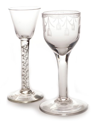 Lot 622 - Two wine glasses.