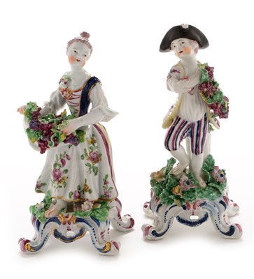 Lot 507 - A pair of Bow figures of gardeners