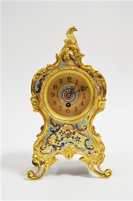 Lot 983 - Champleve enamel mantel clock