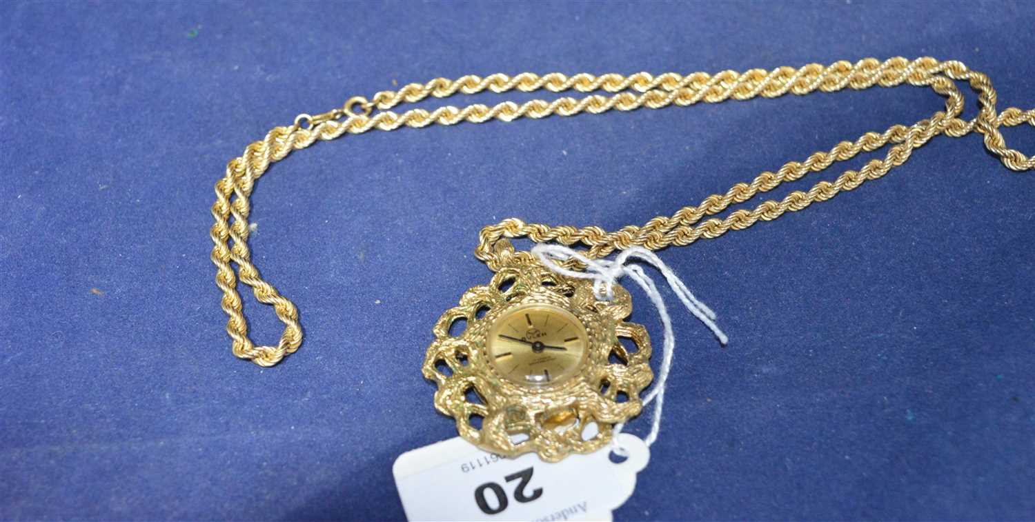Lot 20 - Watch on gold chain