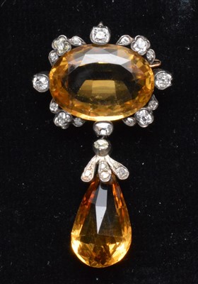 Lot 101 - Victorian citrine and diamond brooch