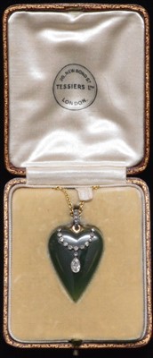Lot 115 - Jade and diamond pendant