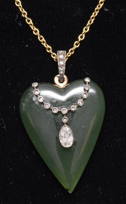 Lot 115 - Jade and diamond pendant