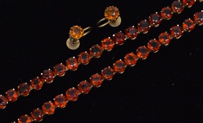 Lot 169 - Two citrine bracelets and a pair of earrings