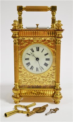 Lot 987 - A French carriage clock