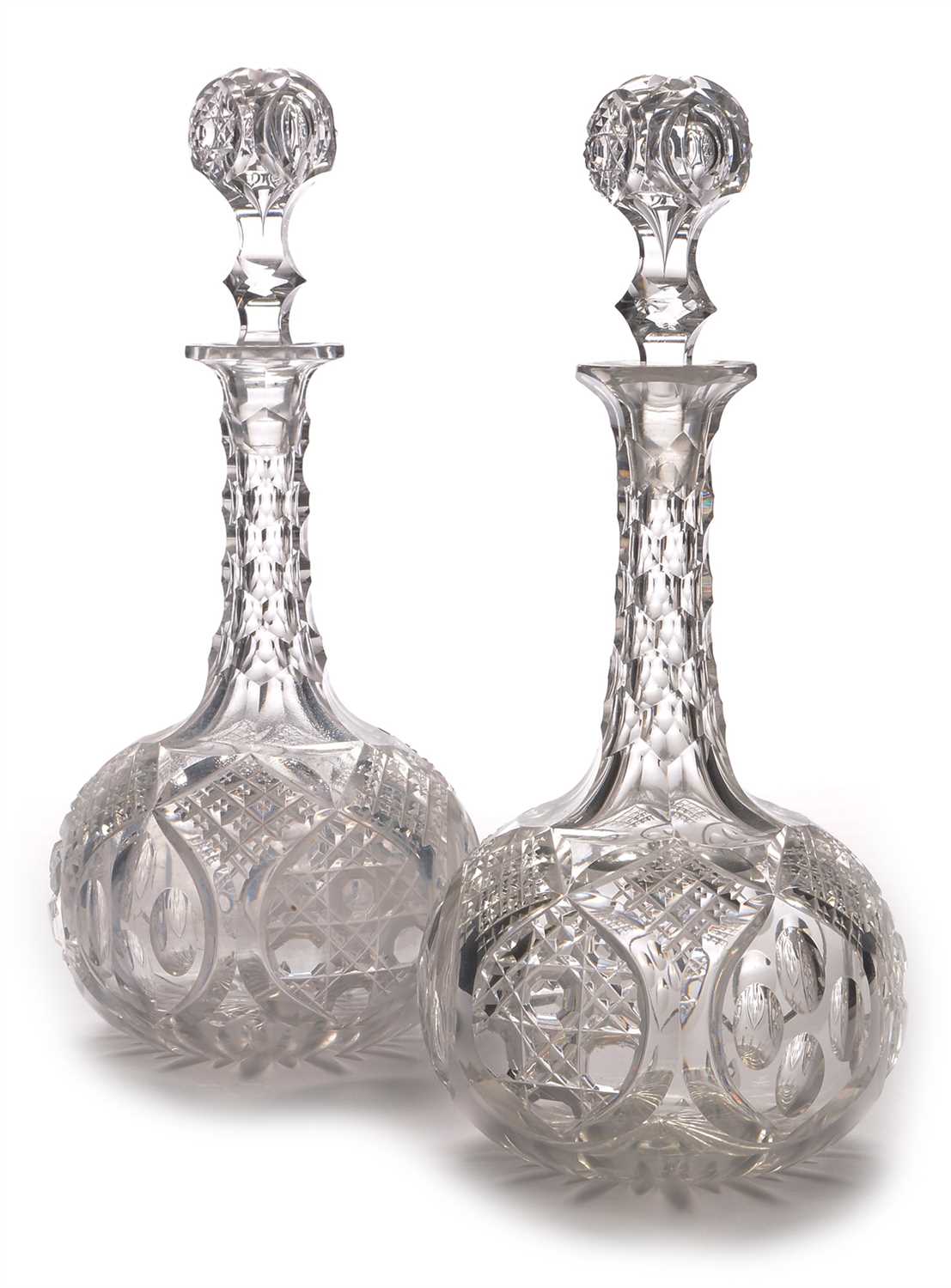 Lot 624 - Pair of globe and shaft decanters