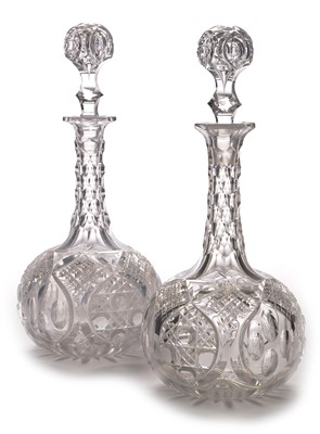 Lot 624 - Pair of globe and shaft decanters