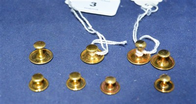 Lot 3 - Two sets of gold shirt studs