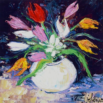 Lot 1073 - "Mixed Tulips with White Daisies" 14 x 14 Limited Edition by John Lowrie Morrison