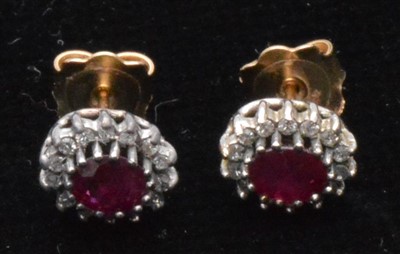 Lot 81 - Ruby and diamond earrings