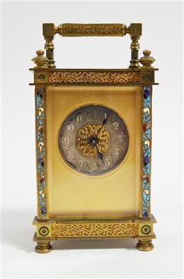 Lot 991 - Champleve enamel carriage clock