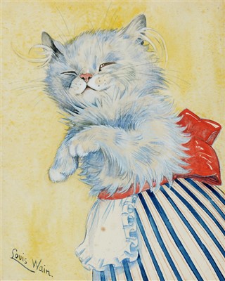 Lot 763 - Louis Wain - watercolour.