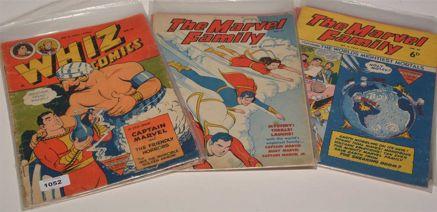 Lot 1052 - Whizz Comics; The Marvel Famil; and Ken Maynard Western Comic.