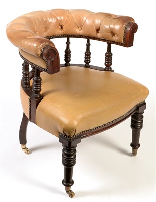 Lot 1160 - Captain's leather armchair.