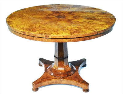 Lot 1239 - A Victorian burr walnut breakfast table