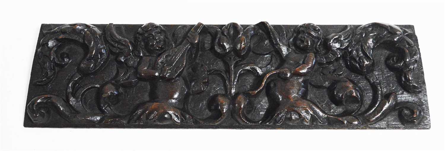 Lot 1077 - 17th Century carved oak panel