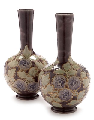 Lot 539 - Pair of Doulton stoneware vases by Martha M Rogers