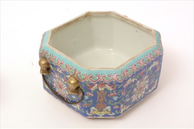 Lot 467 - Chinese Famille Rose jar, cover and stand.