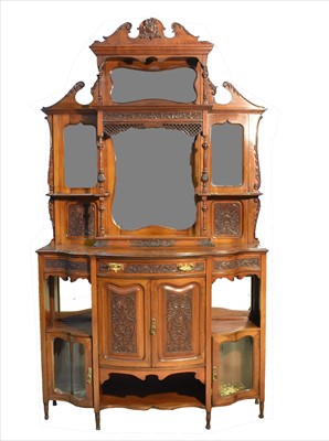 Lot 1259 - A late Victorian carved walnut mirror-back side cabinet.