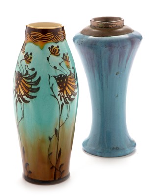 Lot 540 - Minton secessionist vase; and a silver-mounted Art pottery vase.