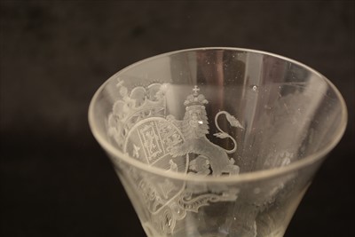 Lot 616 - Newcastle Royal Coat of Arms wine glass.