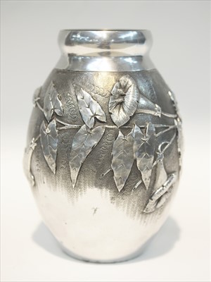 Lot 935 - French aluminium vase signed L Rozay