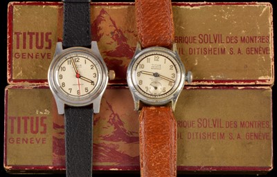 Lot 7 - Two Titus Geneve stainless steel wristwatches.