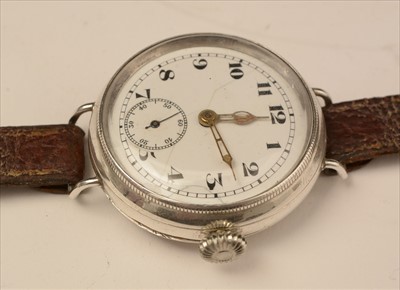 Lot 16 - Of A.J.S. Motorcycle interest: a Record 022K silver trench watch.